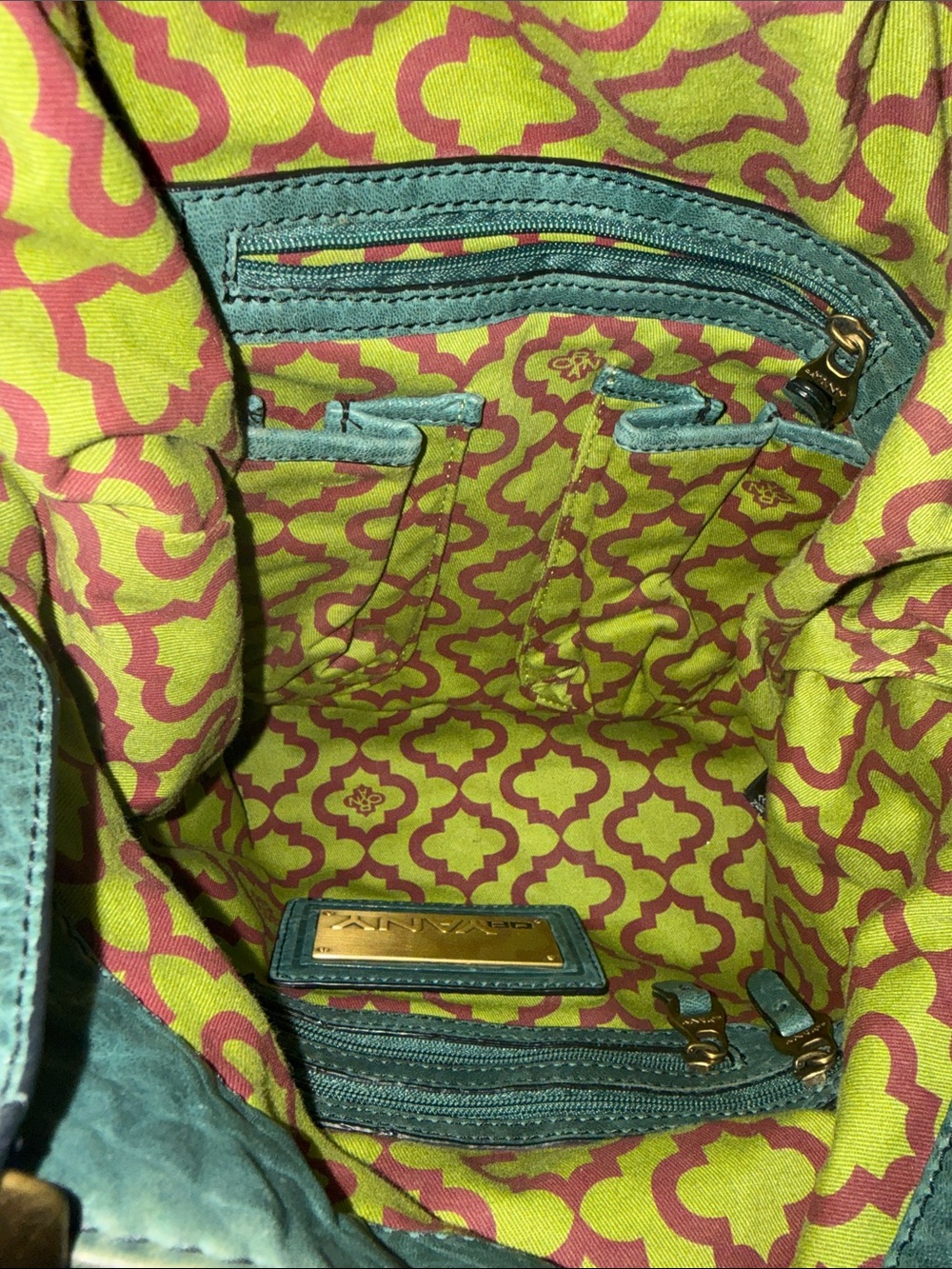 orYANY Dark Green Leather Shoulder Bag with Braided Handle and Brass Hardware - Picture 5 of 7